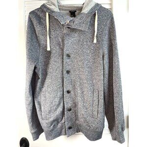 H&M Unisex Button Down Cotton Lightweight Hooded Jacket Size S Color Gray NWT